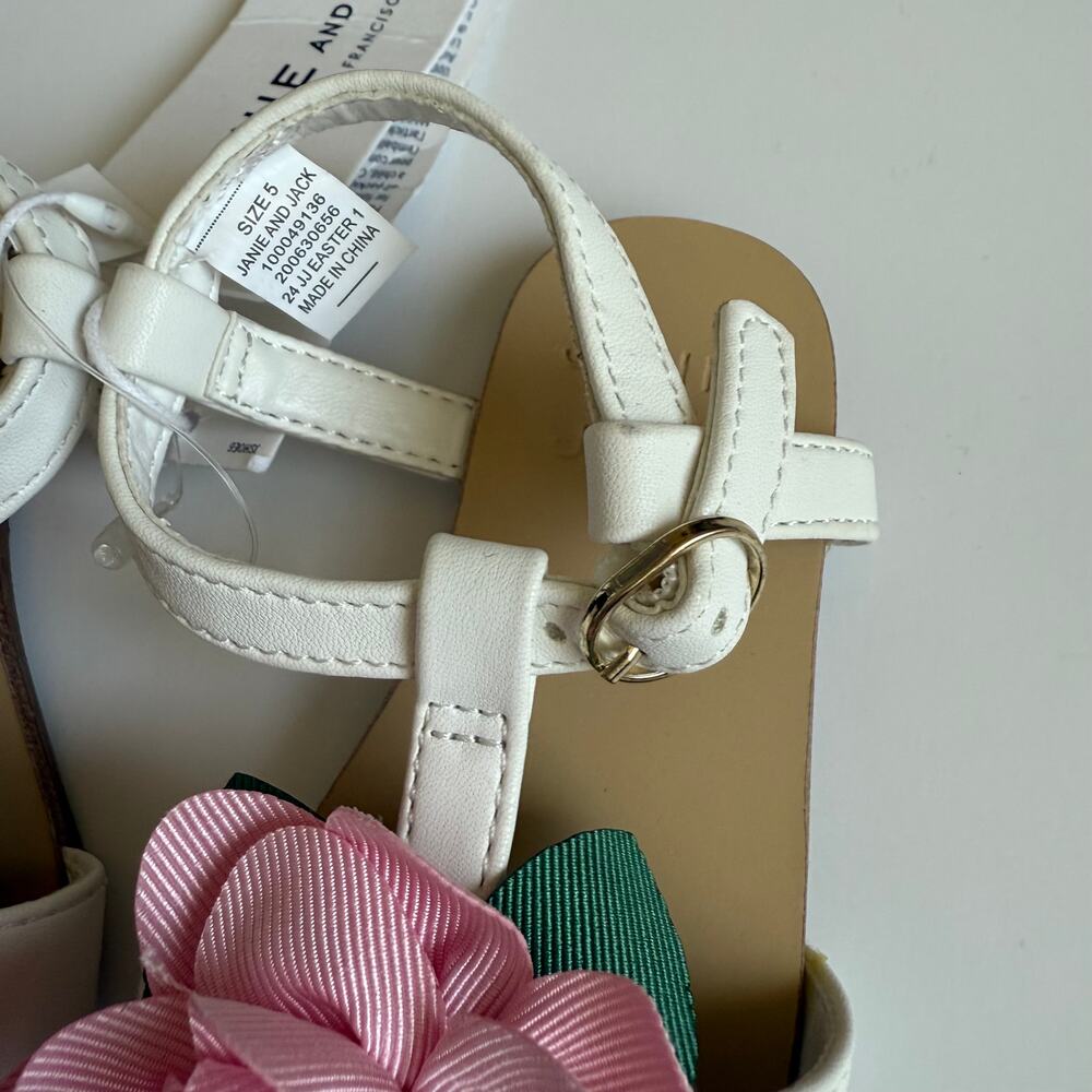 NEW Janie and Jack Bunny Pink Flower Sandals Girls 5 - Picture 4 of 8